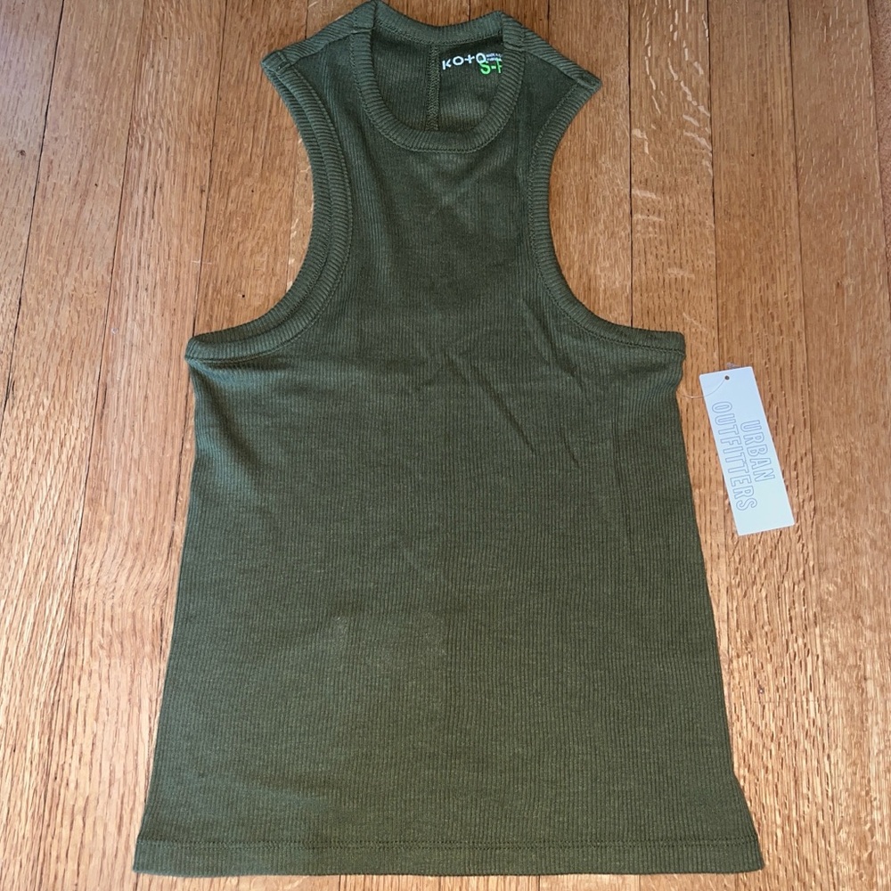 nwt URBAN OUTFITTERS KOTO RIBBED Fitted TANK TOP HOLLY GREEN SIZE small Ko+o